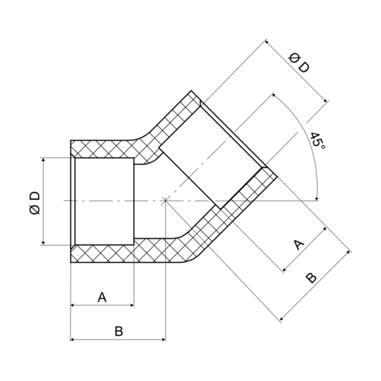 Koleno FF 45° PPR 32x32 PN20