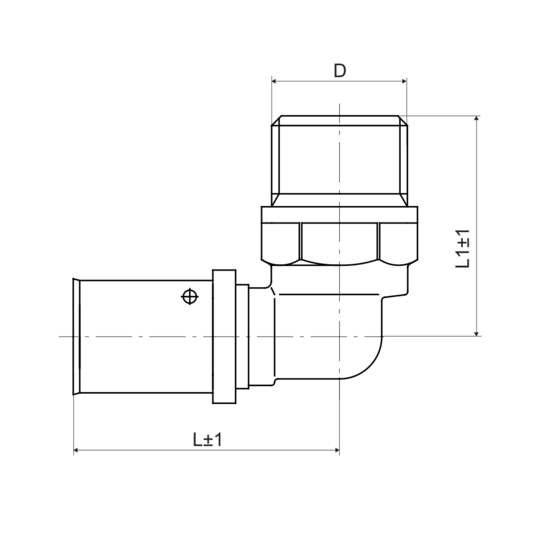 Press koleno M 16 x M1/2&quot;